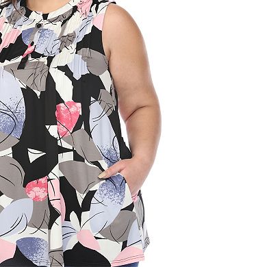 Plus Size Pleated Front Sleeveless Tunic Top