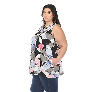 Plus Size Pleated Front Sleeveless Tunic Top