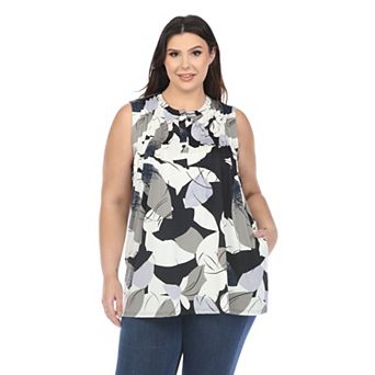 Plus Size Pleated Front Sleeveless Tunic Top