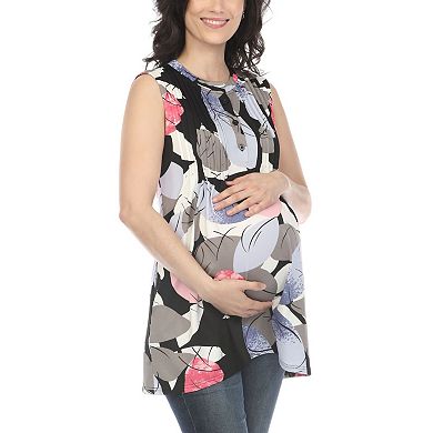 Maternity Pleated Front Sleeveless Tunic Top