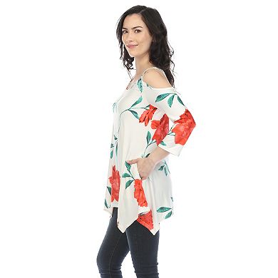 Women's Floral Printed Cold Shoulder Top