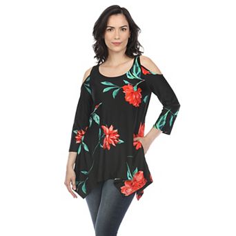 Women's Floral Printed Cold Shoulder Top