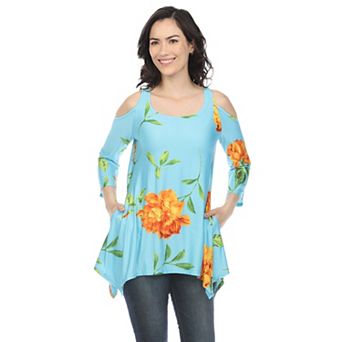Women's Floral Printed Cold Shoulder Top