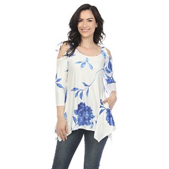 Women's Floral Printed Cold Shoulder Top