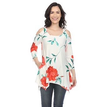 Women's Floral Printed Cold Shoulder Top