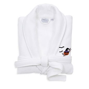 Linum Home Textiles Adult Hotel Collection 100% Turkish Cotton Waffle Terry Embroidered Bathrobe with Satin Piped Trim - Pumpkin Head