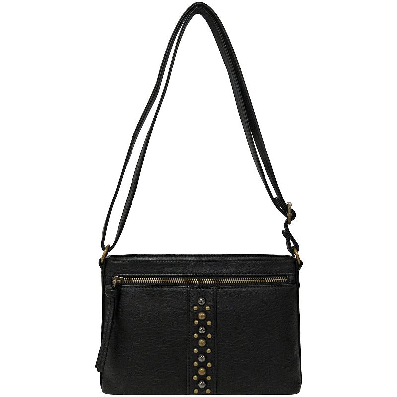 Bueno of California Antique Pebble Studded Crossbody Bag, Black