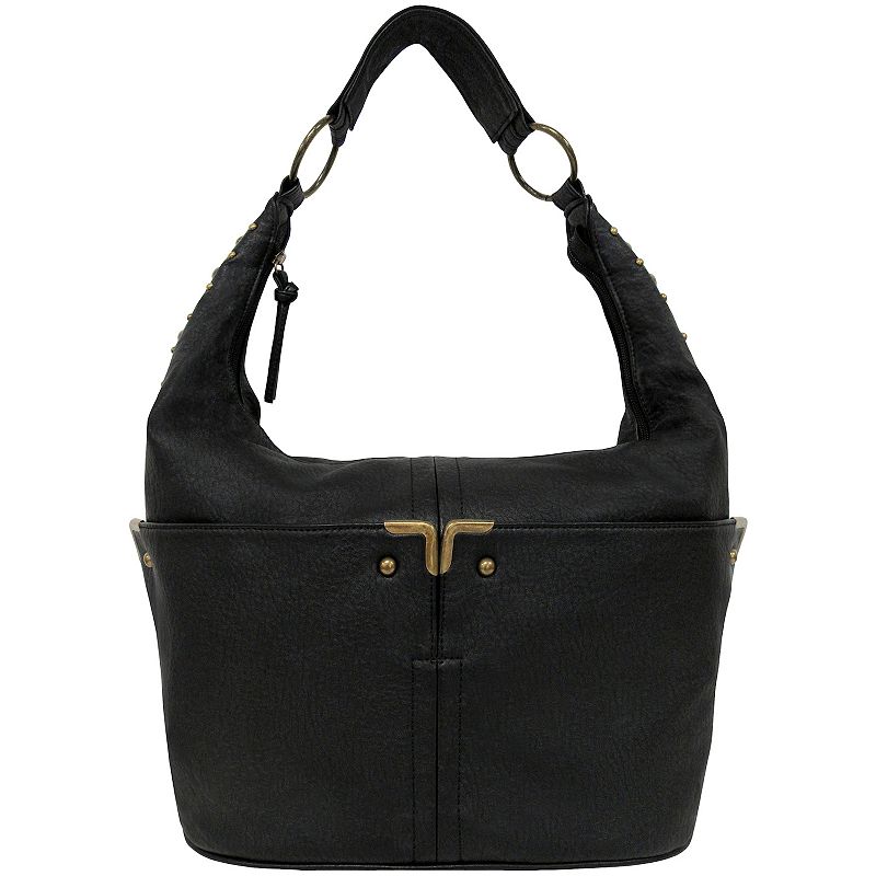 Bueno of California Antique Pebble Studded Shoulder Bag, Black