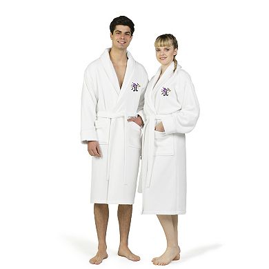 Linum Home Textiles Adult Hotel Collection 100% Turkish Cotton Waffle Terry Embroidered Bathrobe with Satin Piped Trim - Hat-Broom-Legs