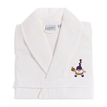 Linum Home Textiles Adult 100% Turkish Cotton Waffle Weave Embroidered Bathrobe - Halloween Gnomes