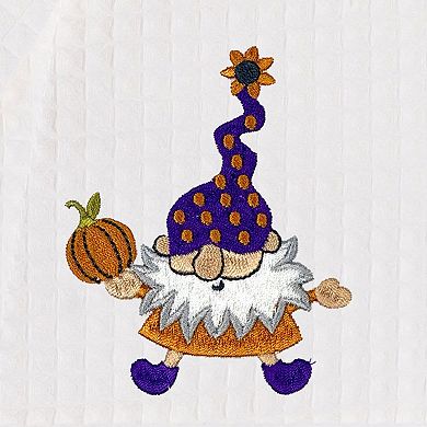 Linum Home Textiles Adult 100% Turkish Cotton Waffle Weave Embroidered Bathrobe - Halloween Gnomes