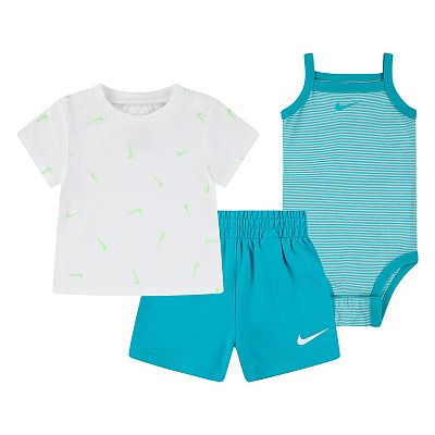 Newborn Baby Girls Nike Essentials Bodysuit T-Shirt & Shorts 3-Piece Set