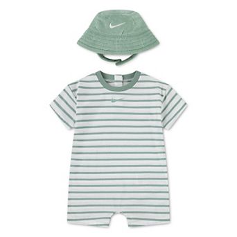 Newborn Baby Nike Short Sleeve Romper & Bucket Hat 2 pc Set