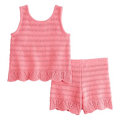 Disney's Minnie Mouse Baby & Toddler Girls Embroidered Sweater Stitch Tank Top & Shorts Set by Jumping Beans®