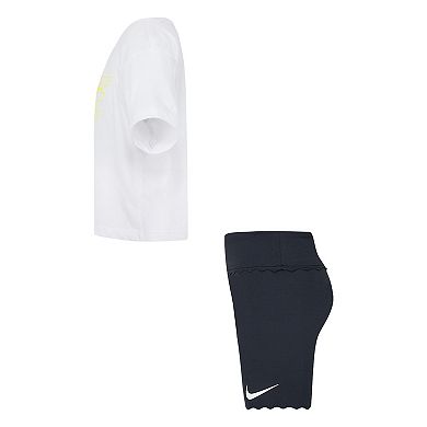 Girls 4-6x Nike Dri-FIT T-shirt & Scalloped Hem Biker Shorts 2-Piece Set