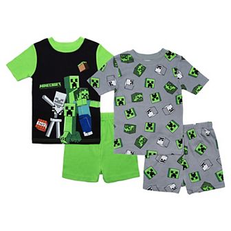 Boys 6-12 Minecraft "Gang's All Here" 4 pc Pajama Tops & Pajama Shorts Set