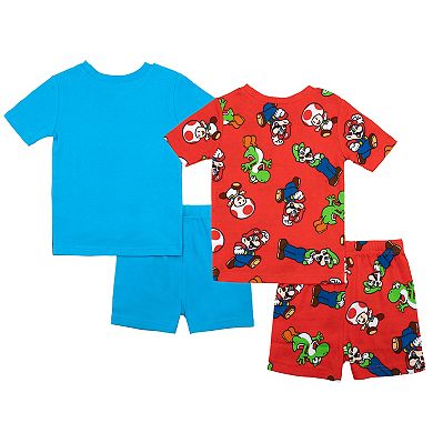 Boys 6-12 4-Piece Nintendo Super Mario Strike A Pose Pajama Top & Pajama Shorts Set
