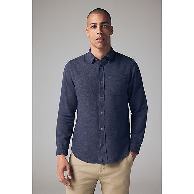 Men's NEXT Brushed Texture 100% Cotton Long Sleeve Shirt