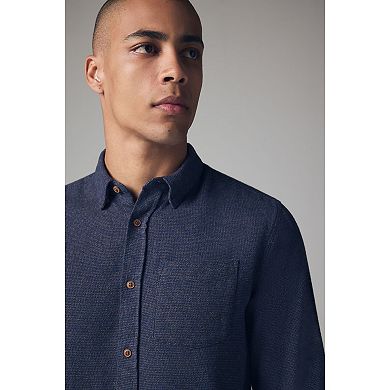 Men's NEXT Brushed Texture 100% Cotton Long Sleeve Shirt