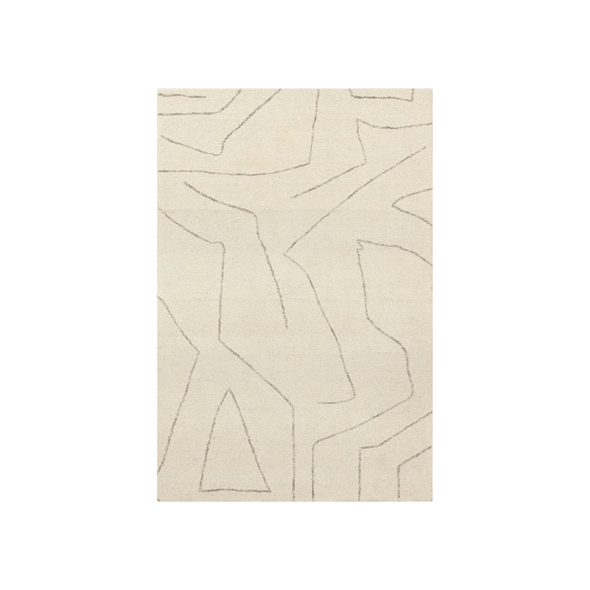 RugsUSA Mulholland Textured Wool Area Rug Area Rug, Ivory