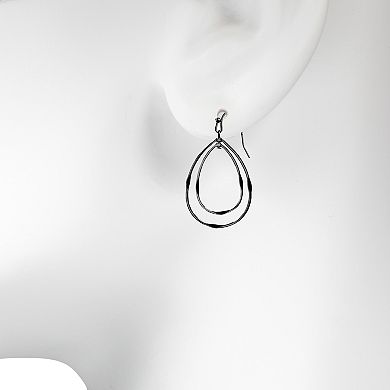 LC Lauren Conrad Hematite Nested Tear Drop Shape Earrings