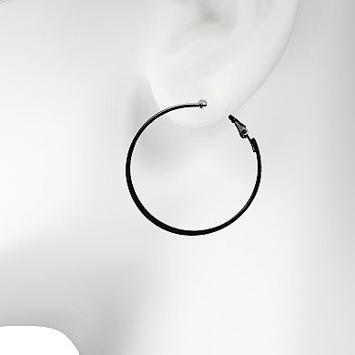 LC Lauren Conrad Hematite Large Thin Hoop Earrings