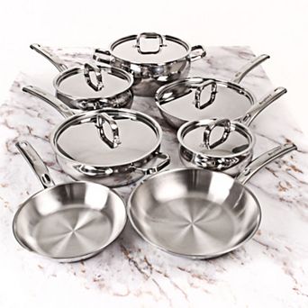 BergHOFF Belly Shape 12 pc Stainless Steel Cookware Set with Stainless Steel Lids