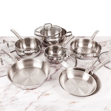BergHOFF Belly Shape 12-pc. Stainless Steel Cookware Set with Glass Lids
