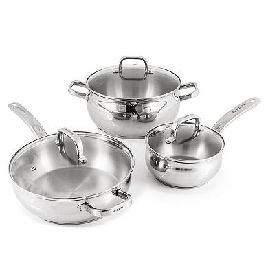 BergHOFF Belly Shape 12-pc. Stainless Steel Cookware Set with Glass Lids