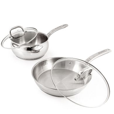 BergHOFF Belly Shape 12-pc. Stainless Steel Cookware Set with Glass Lids