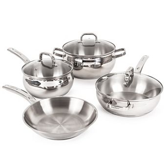 BergHOFF Belly Shape 7 pc Stainless Steel Cookware Set with Glass Lids