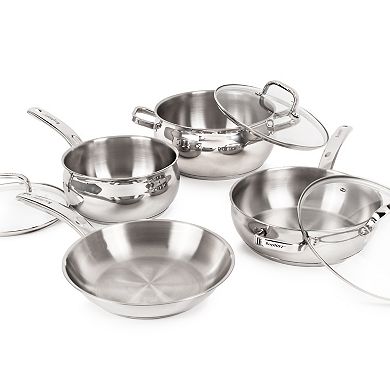 BergHOFF Belly Shape 7-pc. Stainless Steel Cookware Set with Glass Lids