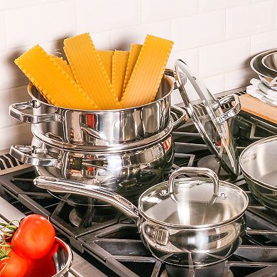 BergHOFF Belly Shape 3-pc. Stainless Steel Steamer Set with Glass Lid