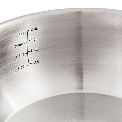 BergHOFF Belly Shape 3-pc. Stainless Steel Frypan & Saucepan Cookware Set with Glass Lid