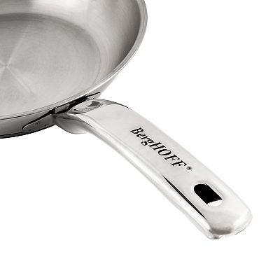 BergHOFF Belly Shape 3-pc. Stainless Steel Frypan & Saucepan Cookware Set with Glass Lid