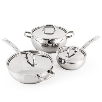 BergHOFF Belly Shape 6 pc Stainless Steel Cookware Set with Stainless Steel Lids
