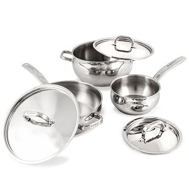 BergHOFF Belly Shape 6-pc. Stainless Steel Cookware Set with Stainless Steel Lids