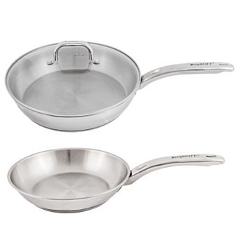 BergHOFF Belly Shape 3 pc Stainless Steel Frypan & Skillet Cookware Set with Glass Lid