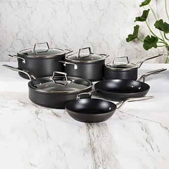 BergHOFF Essentials 10 pc Nonstick Hard Anodized Cookware Set With Glass Lid