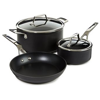 BergHOFF Essentials 5 pc Nonstick Hard Anodized Cookware Starter Set With Glass Lid