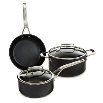 BergHOFF Essentials 5 pc Nonstick Hard Anodized Cookware Set For Two With Glass Lid