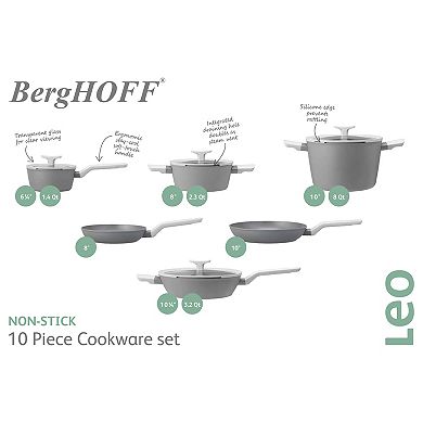BergHOFF Leo 10-pc. Nonstick Ceramic Cookware Set With Glass Lids