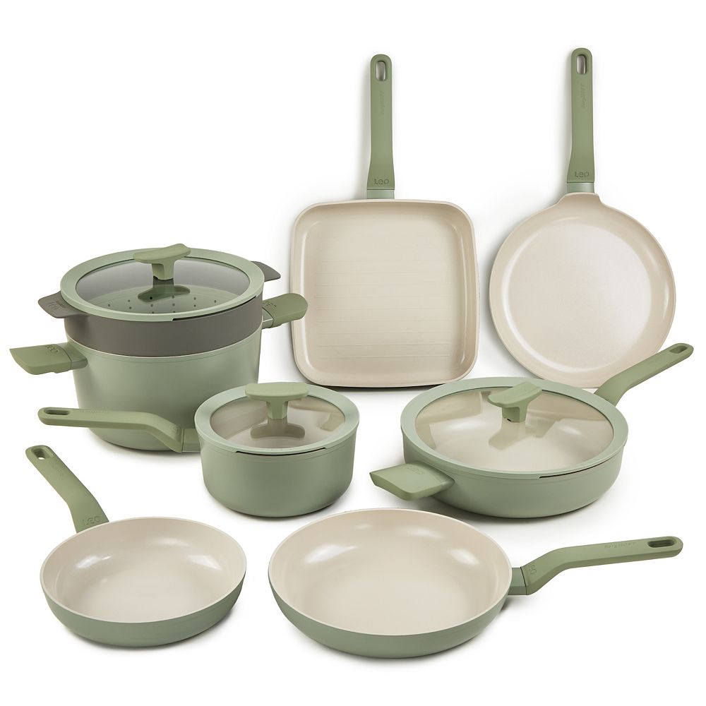 BergHOFF GEM 5pc Nonstick Cast Aluminum Cookware Set, Glass Lids