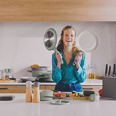 BergHOFF Balance 3-piece Nonstick Sage Ceramic Frying Pan Set
