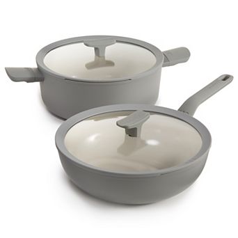BergHOFF Balance 4 pc Nonstick Ceramic Stockpot and Wok Pan Set With Glass Lids
