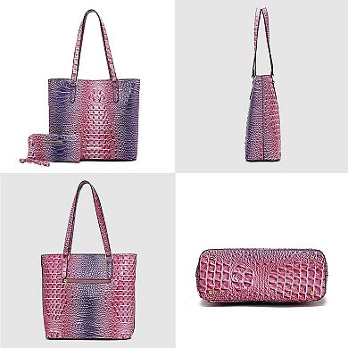 MKF Collection Piper Rainbow Faux Crocodile-embossed Women’s Tote Bag with Wallet by Mia K