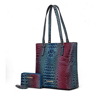 MKF Collection Piper Rainbow Faux Crocodile-embossed Women’s Tote Bag with Wallet by Mia K