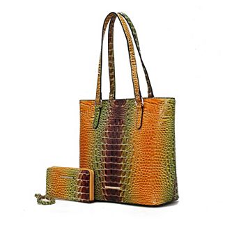 MKF Collection Piper Rainbow Faux Crocodile-embossed Women’s Tote Bag with Wallet by Mia K
