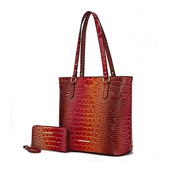 MKF Collection Piper Rainbow Faux Crocodile-embossed Women’s Tote Bag with Wallet by Mia K