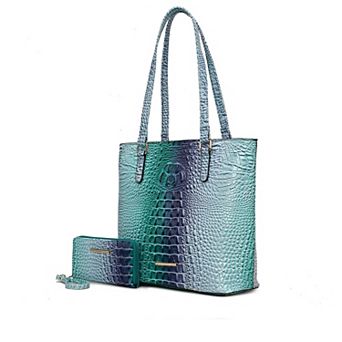 MKF Collection Piper Rainbow Faux Crocodile-embossed Women’s Tote Bag with Wallet by Mia K